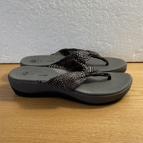 Clarks Cloudstepper Sandal Aria Glison Flip Flop Women 8 Navy Polka Dots Slide - Picture 4 of 8